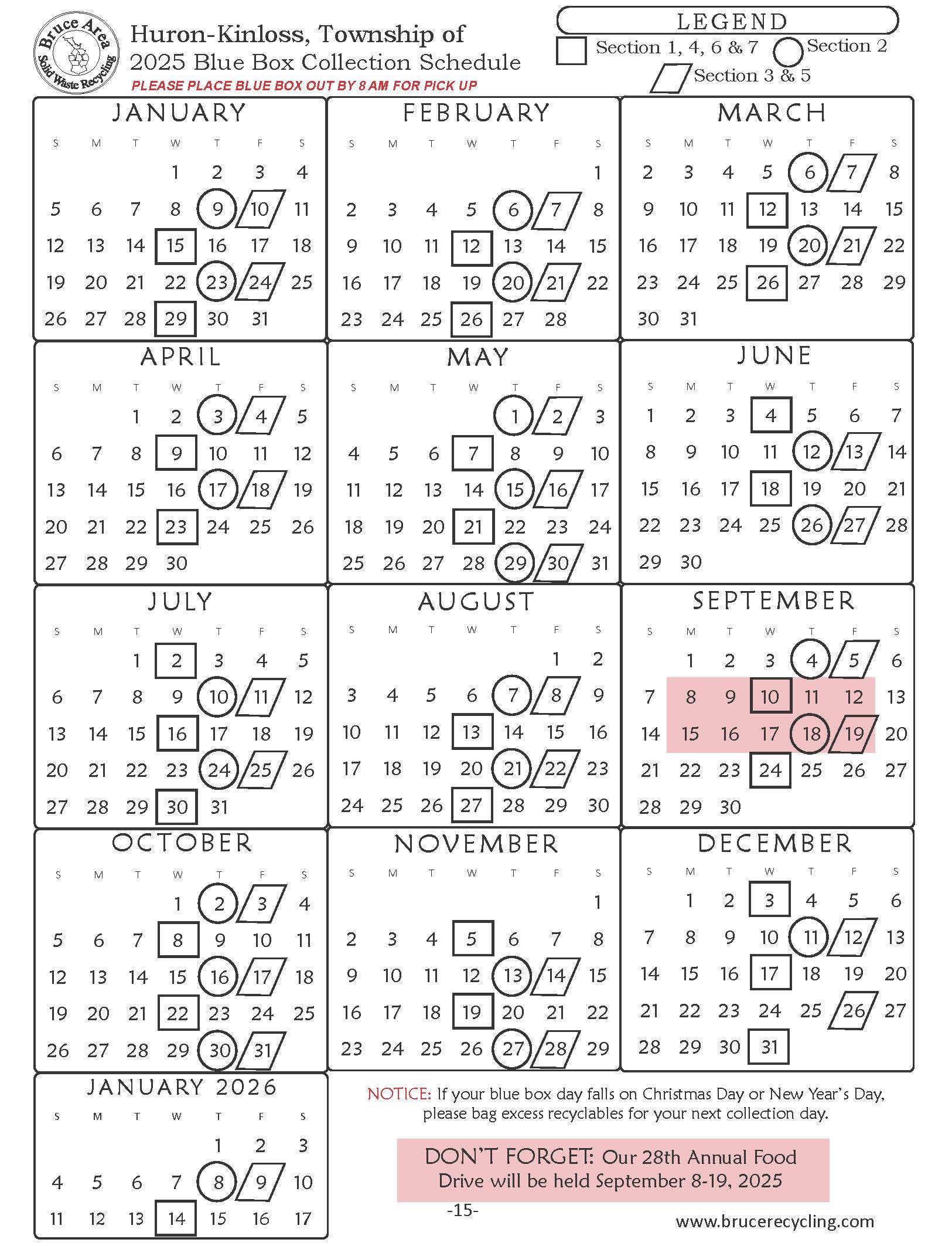 2025 Blue Box Schedule
